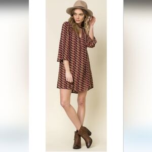 Miss Me Sun Dance Mid Sleeve Mini Dress